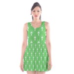 Green and white art-deco pattern Scoop Neck Skater Dress