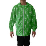 Green and white art-deco pattern Kids  Hooded Windbreaker