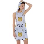Seamless Pattern Cute Animals Racer Back Hoodie Dress