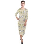 bnnbnb Quarter Sleeve Midi Velour Bodycon Dress