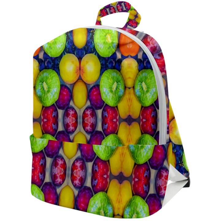 Fruits And Vegetables Pattern Zip Up Backpack