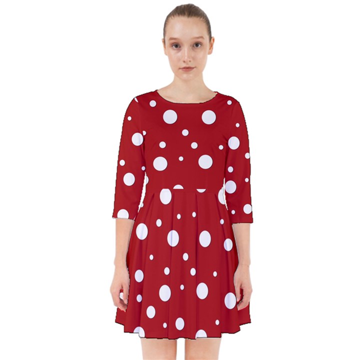 Mushroom pattern, red and white dots, circles theme Smock Dress