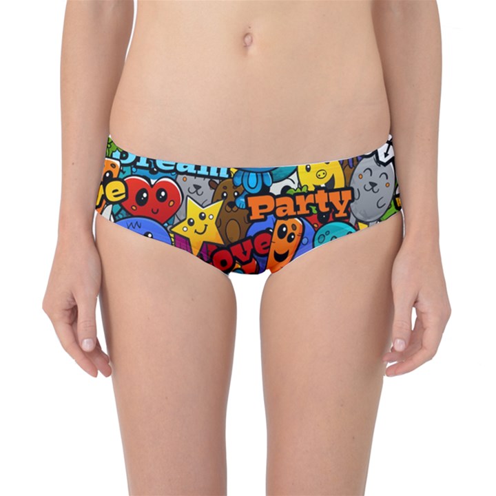 Graffiti Characters Seamless Pattern Classic Bikini Bottoms