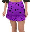 Two tone purple with black strings and ovals, dots. Geometric pattern Fishtail Mini Chiffon Skirt View1