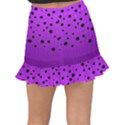 Two tone purple with black strings and ovals, dots. Geometric pattern Fishtail Mini Chiffon Skirt View2