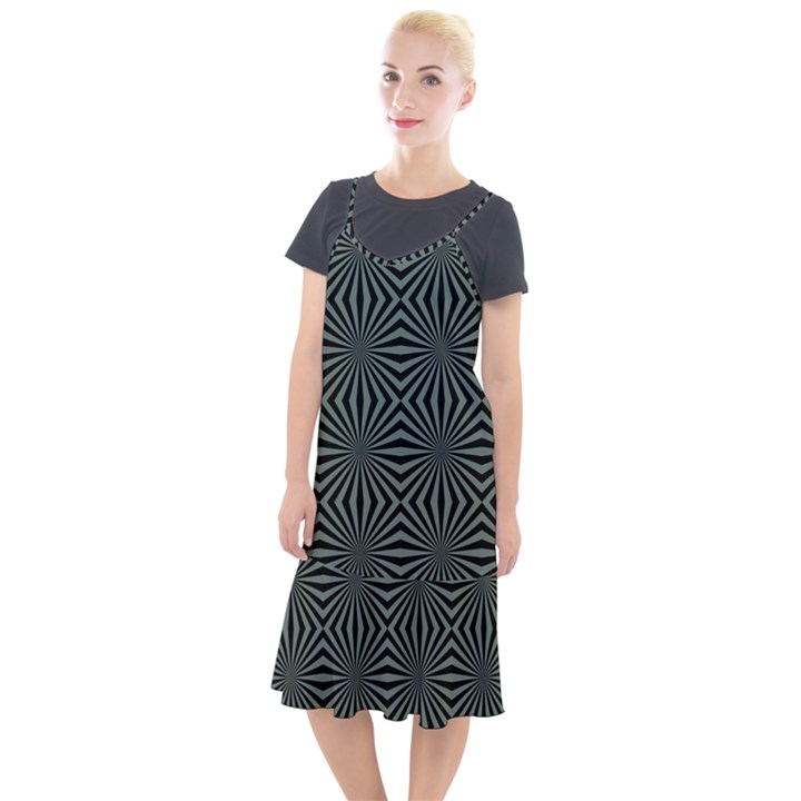 Geometric pattern, army green and black lines, regular theme Camis Fishtail Dress