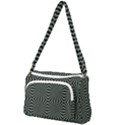 Geometric pattern, army green and black lines, regular theme Front Pocket Crossbody Bag View1