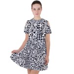 Vector-eclectic-fabric-seamless-pattern-animal-and-plaid-background-with-baroque-ornament Short Sleeve Shoulder Cut Out Dress 