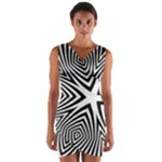 Abstract Zebra Stripes Pattern Wrap Front Bodycon Dress