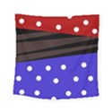 Mixed polka dots and lines pattern, blue, red, brown Square Tapestry (Small) View1