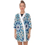 Arabic Geometric Design Pattern  Half Sleeve Chiffon Kimono