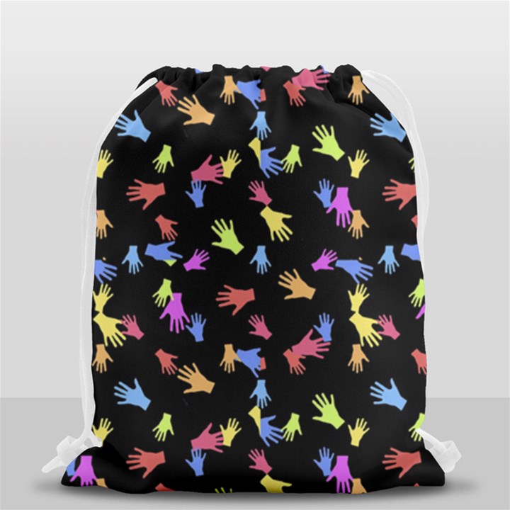 Multicolored Hands Silhouette Motif Design Drawstring Bag (Small)