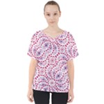 Modern Ornate Pattern Design V-Neck Dolman Drape Top