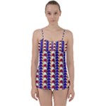 Colorful triangles pattern, retro style theme, geometrical tiles, blocks Babydoll Tankini Set Colorful triangles pattern, retro style theme, geometrical tiles, blocks Babydoll Tankini Set