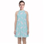 Rabbit  Velvet Halter Neckline Dress 