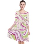 Vector Vivid Marble Pattern 6 Quarter Sleeve Waist Band Dress