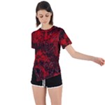 Red abstract Asymmetrical Short Sleeve Sports Tee