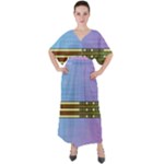 Glitched Vaporwave Hack The Planet V-Neck Boho Style Maxi Dress