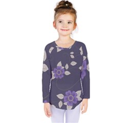 Purple Flowers Kids  Long Sleeve Tee