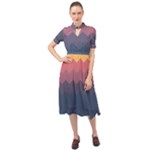 Flat autumn zigzag palette Keyhole Neckline Chiffon Dress