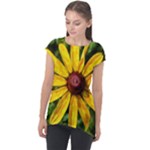 Sunflower Painting Cap Sleeve High Low Top