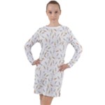 Cute Bunnies and carrots pattern, light colored theme Long Sleeve Hoodie Dress