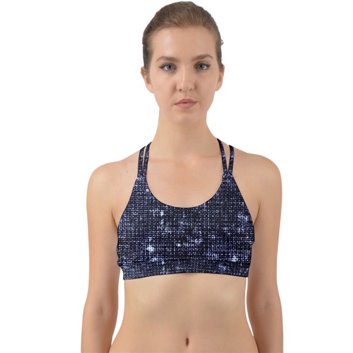 Geometric Dark Blue Abstract Print Pattern Back Web Sports Bra
