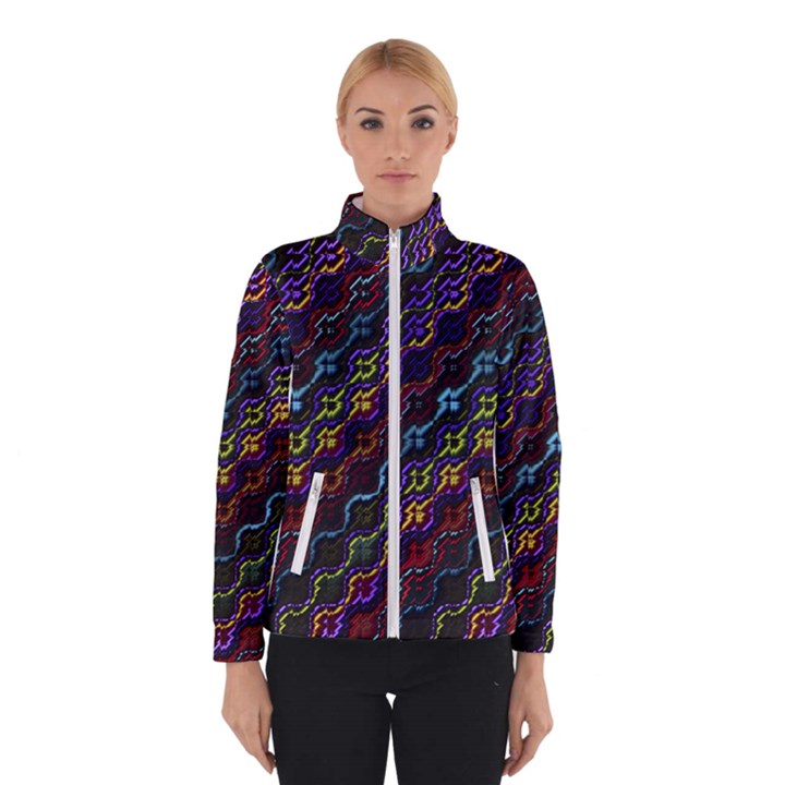 Dark Multicolored Mosaic Pattern Winter Jacket