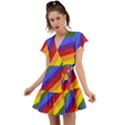 Lgbt Pride Motif Flag Pattern 1 Flutter Sleeve Wrap Dress View1