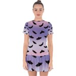 The Bats Drop Hem Mini Chiffon Dress