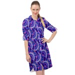 Digital Waves Long Sleeve Mini Shirt Dress