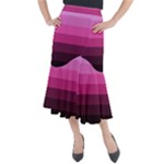 Pink gradient stripes Midi Mermaid Skirt