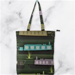 Narrow-boats-scene-pattern Double Zip Up Tote Bag