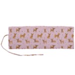 Cute Chihuahua With Sparkles On A Pink Background Roll Up Canvas Pencil Holder (M)