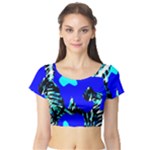 Abstract Tropical Short Sleeve Crop Top