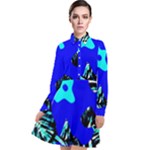Abstract Tropical Long Sleeve Chiffon Shirt Dress