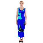 Abstract Tropical Fitted Maxi Dress