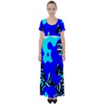 Abstract Tropical High Waist Short Sleeve Maxi Dress