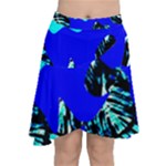 Abstract Tropical Chiffon Wrap Front Skirt