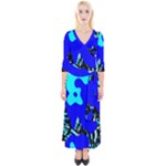Abstract Tropical Quarter Sleeve Wrap Maxi Dress