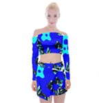 Abstract Tropical Off Shoulder Top with Mini Skirt Set