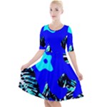 Abstract Tropical Quarter Sleeve A-Line Dress