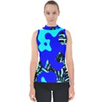 Abstract Tropical Mock Neck Shell Top