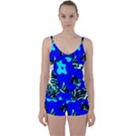 Abstract Tropical Tie Front Two Piece Tankini