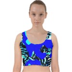 Abstract Tropical Velvet Racer Back Crop Top