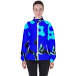 Abstract Tropical Women s High Neck Windbreaker