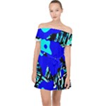 Abstract Tropical Off Shoulder Chiffon Dress