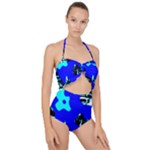 Abstract Tropical Scallop Top Cut Out Swimsuit