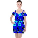 Abstract Tropical Ruffle Cut Out Chiffon Playsuit
