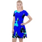 Abstract Tropical Cap Sleeve Velour Dress 